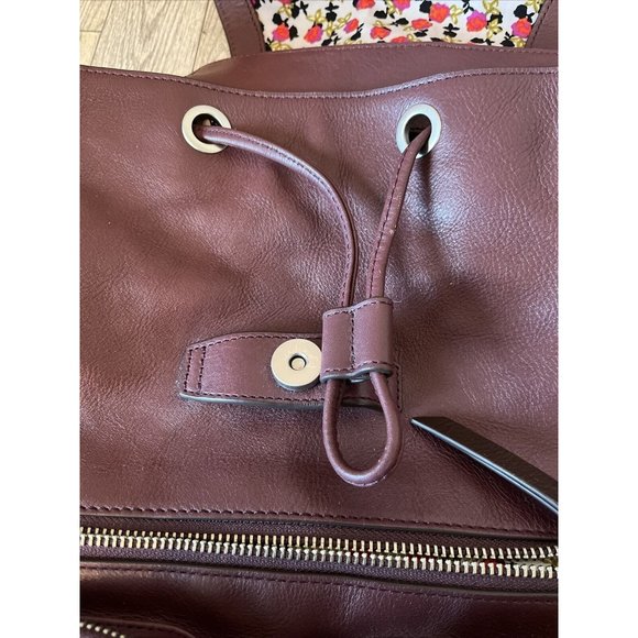 Vera Bradley Women\'s Leather Gallatin Cargo Backpack Burgundy Wine NICE!